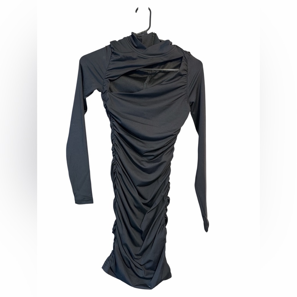 Alana Eve Black Ruched Cutout Bodycon Dress XS NWT